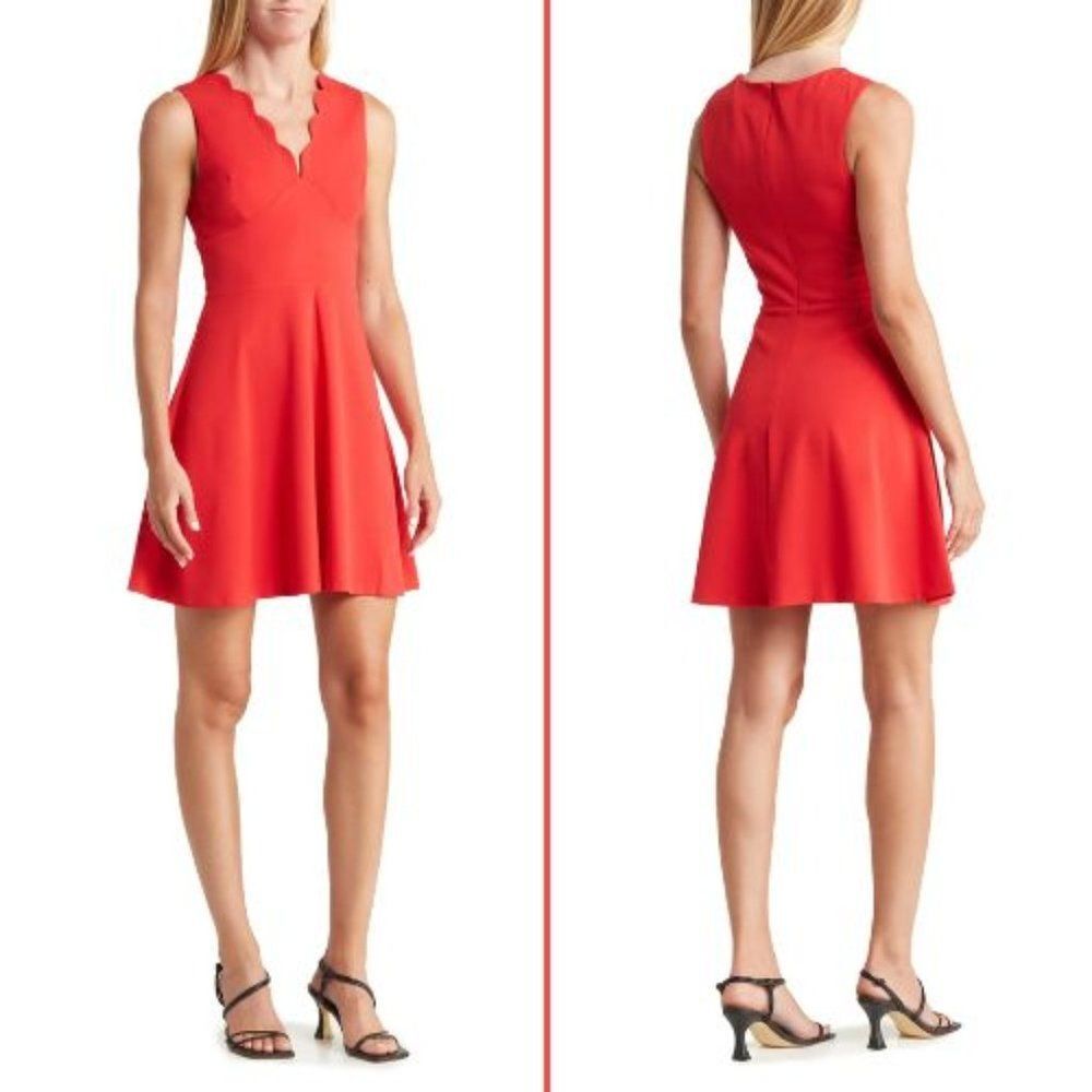 NWT LOVE...ADY Scallop Fit & Flare Red Dress | XL